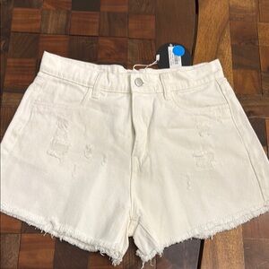 Mittoshop Off-White Distressed Jean Shorts size M NWT